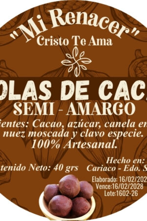 Bolas de cacao semi-amargo